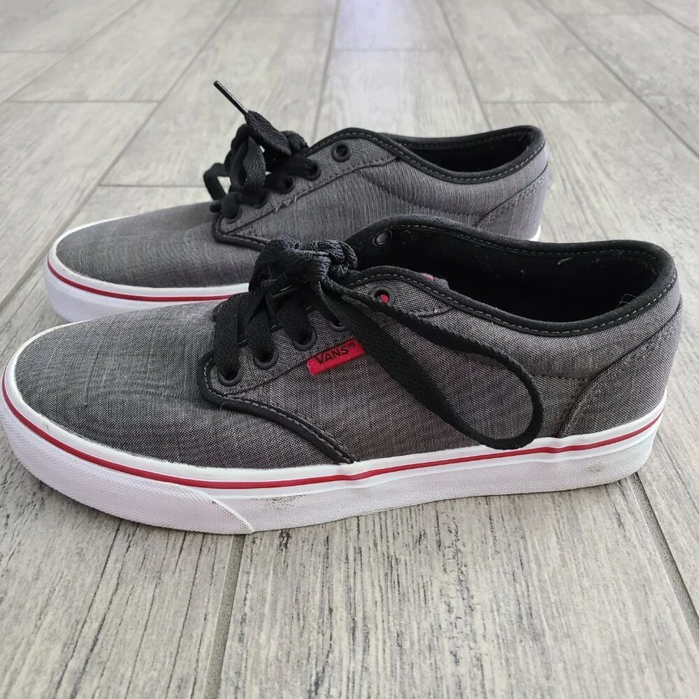 Vans mens Atwood textile black grey and red low top canvas sneakers size 7
